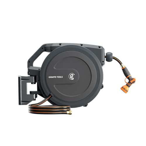 Giraffe Tools Retractable Garden Hose Reel 1/2"78FT Metal Bracket - size: 1/2 78FT