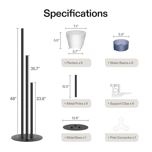 VIVOSUN Metal Plant Stand, 6-Tier Vertical Planter Tower with Self-Watering - size: 6-Tier-White