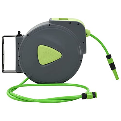 Automatic Retractable Water Hose Reel, Wall Mounted Garden Hose Reel with 98.4'+6.6' Hose, 1/2 inch Diameter, Swiveling 180 Degrees for Irrigation and Cleaning - color: Green 2