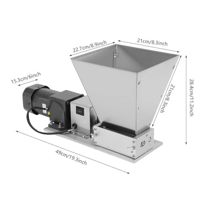 Electric Grain Mill Grinder 60W, Automatic Dry Cereal Malt Mill 11LB, Stainless Steel Corn Crusher, Feed Flour Grinder with 4 PCS Hoppers for Wheat Barley - size: 11.1Gal Electric