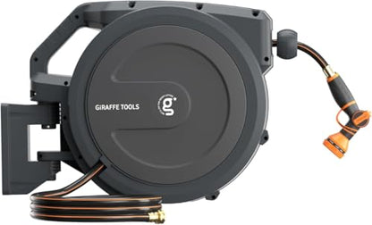 Giraffe Tools Retractable Garden Hose Reel 1/2"100FT Auto Rewind Wall Mount - size: 1/2''100ft