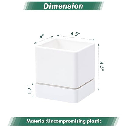 D'vine Dev Plastic Herb Planter Pot, 4 in, White, 76-Y-A1-1 - color: White, size: 4 Inch x 4.5 Inch