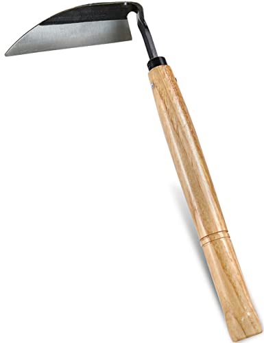 TOYPOPOR Japanese Weeding Sickle Hoe, Gardening Tools, Weed Remover, Hand Weed Cutter, Kama Twisted Scythe with High Carbon Steel Blade for Cutting Grass, Soil loosening, harvesting, Digging - color: 14 inch Hand Hoe Sickle