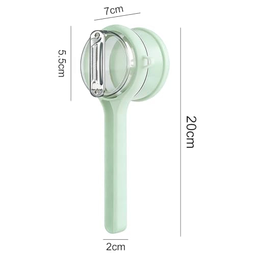 fruit and vegetable multifunctional peeler with container catcher debris bucket collector reservoir bowl holder cover built in storage bin box,peeling tool for kitchen cucumber carrot potato (Green) - color: Green