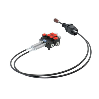 kimllier P80 Remote Control Double Acting Hydraulic Control Valve 1.5m Cable Joystick Remote Control, Cast Iron, for Construction and Agricultural Equipment