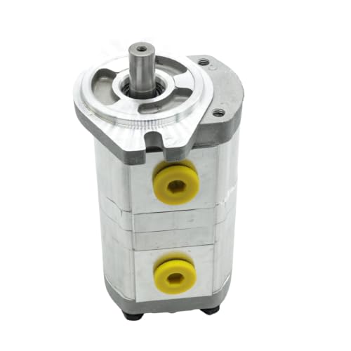 HGP 33A F6 6R Hydraulic Gear Pump | Fast Response Heavy Duty Double Gear Pump 17.46mm Shaft NPT Thread 3/4" Oil Inlet 1/2" Oil Outlet Silver Aluminum Alloy