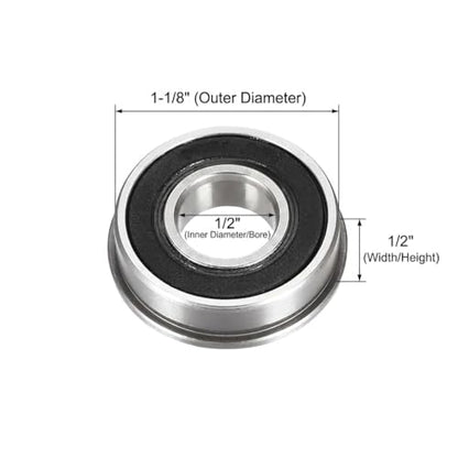 DEEG 10 PCS 1/2" x 1-1/8" Flanged Bearings for Wheel Hub, Heavy Duty - size: 1/2" x 1-1/8"