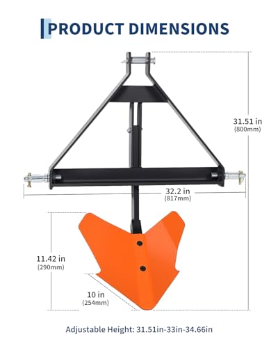 Heavy Duty 3-Point Quick Hitch Middle Buster Plow for Category 1 Tractors