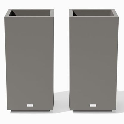 Veradek Block Series Pedestal Planter - Tall Rectangular Outdoor Planter - color: Gray, size: 32''H x 15.5''W -2 Pack