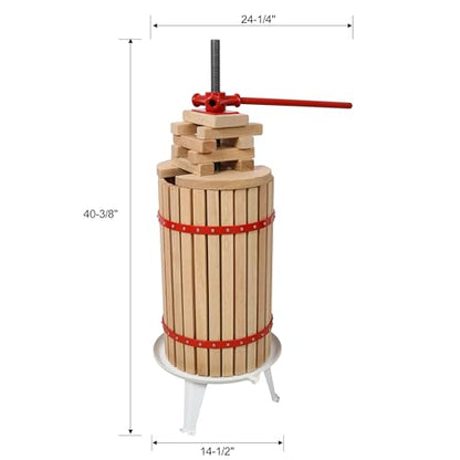 7.9 Gallon Fruit Wine Press, Manual Apple Grape Berries Crusher Juice Maker with Solid Wood Basket & 8 Blocks, Heavy Duty Cider Press for Home Kitchen