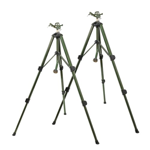 RESTMO 2 Pack Adjustable Full Metal Tripod Sprinklers for Yard Large Area - size: 2 Pack