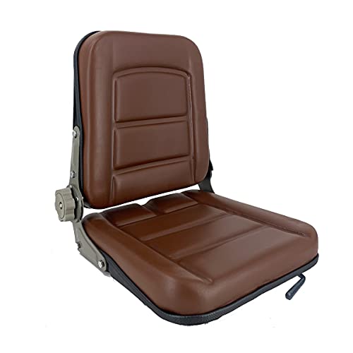 Forklift Seat Suspension Tractor Seat PVC with 140° Adjustable Back - color: Brown