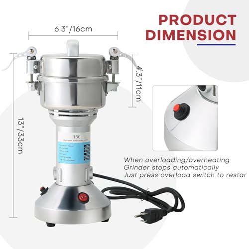 High Speed 150g Electric Grain Mill Machine Spice Herb Grinder 750W