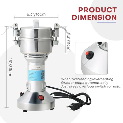 High Speed 150g Electric Grain Mill Machine Spice Herb Grinder 750W