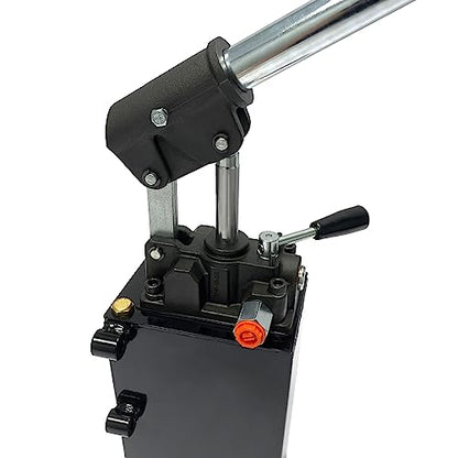 Double Acting Hydraulic Hand Pump with 5 QTs Tank - Manual Hydraulic Pump with Changeover Valve - 1.5 CID, 3600 PSI, 3/8" NPT Ports Piston Hand Pump - color: Double Acting, size: 1.5 CID 5 QTs tank