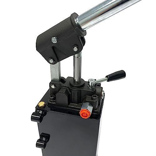 Double Acting Hydraulic Hand Pump with 3 QTs Tank - Manual Hydraulic Pump with Changeover Valve - 2.7 CID, 3600 PSI, 3/8" NPT Ports Piston Hand Pump - color: Double Acting, size: 2.7 CID 3 QTs tank