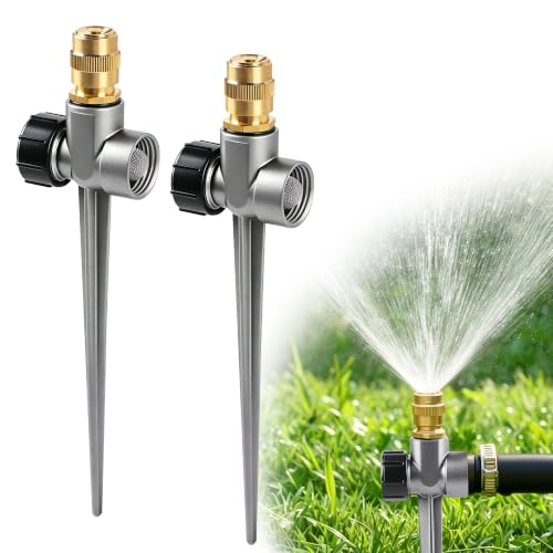 2-Pack Metal Spike Sprinkler, Large Area Water Sprinkler for Yard