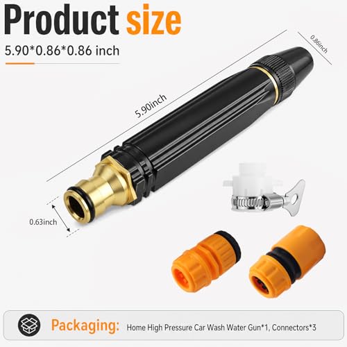2026 Upgraded Home High Pressure Car Wash Water Gun,Adjustable High Pressure Water Cannon Nozzle Sprayer for Car Garden Driveway Washing,Portable Highs Pressures Hose Nozzle
