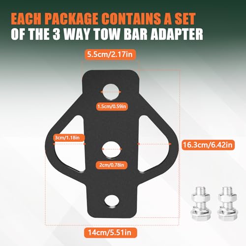 Chelhead 3 Way Trailer Hitch Adapter Steel Hook Mounting with Bolts - size: Flat Design