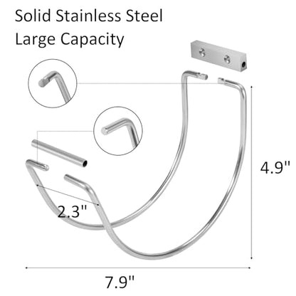 Garden Hose Holder Wall Mounted,304Stainless Steel Solid Hook Holds Up to 150Ft - Chrome - color: Silver-2
