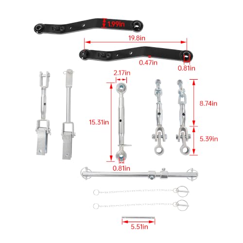 ALMULOO 3-Point Hitch Kit Assembly Compatible with Kubota B-Series Compact Tractors, Category 1 Heavy Steel+White Zinc, Powder Coated+Galvanized, Does Not Fit BX Series Tractors