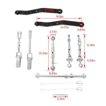ALMULOO 3-Point Hitch Kit Assembly Compatible with Kubota B-Series Compact Tractors, Category 1 Heavy Steel+White Zinc, Powder Coated+Galvanized, Does Not Fit BX Series Tractors