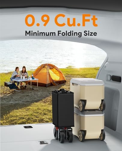 180L Wagons Carts Foldable with Wheels and Brakes for Camping Grocery - color: Black, size: 180l