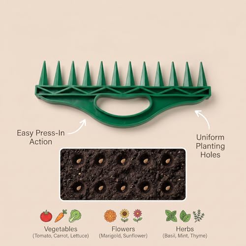 Handheld Seed Spreader Tool – Precision Row Seeder for Vegetables, Flowers & Herbs – Durable & Ergonomic Plastic Planter for Even Spacing