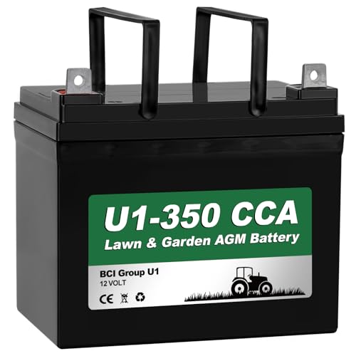 WEIZE Lawn Garden AGM Battery, 12V 350CCA BCI Group U1 SLA Starting Battery for Lawn, Tractors and Mowers, Compatible with John Deere, Toro, Cub Cadet, and Craftsman