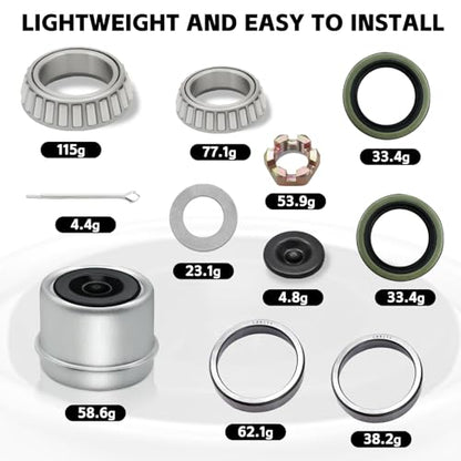 2 Set 3500lb Trailer Bearings Kit L68149/L68111 and L44649/L44610 Fits for 1-3/8'' to 1-1/16'' Axles Trailer Wheel Hub with 171255TB Seal OD 1.719'', Dust Cover and Cotter Pin - color: L68149/L68111+L44649/L44610