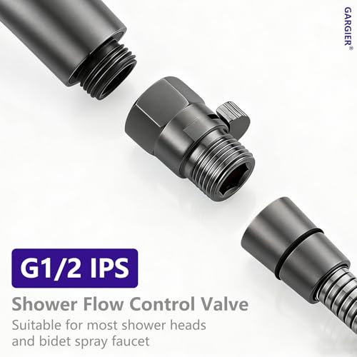 Grey Shower Head Shut Off Valve G1/2 IPS Brass Flow Restrictor - color: Gray