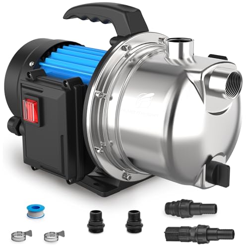 FLUENTPOWER Shallow Well/Deep Garden Pump, 1.5HP 1200GPH Portable Water Booster Jet Pump for Home, Garden, Lawn, Sprinkler Irrigation, Water Transfer, Stainless Steel - size: 1.5HP Shallow/Deep Well