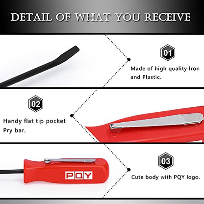 Mini Pocket Pry Bar with Pocket Clip 4.5" Length 3pcs (red) - color: red