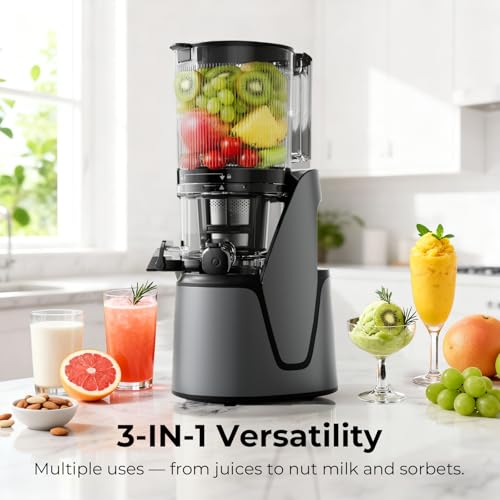 EanOruus Juicer Machines, 3-in-1 Cold Press Juicer, Premium Gray - color: Premium Gray