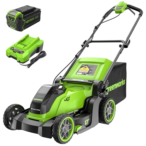 Greenworks 40V 17in Push Lawn Mower, 4.0 Ah Battery and Charger - size: 17" Mower (4.0Ah) Gen 2