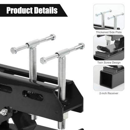 Black Clamp on Bucket Hitch 2" Ball Mount Receiver Adapter, 2025 New Upgraded Anti-Slip Black Clamp on Trailer Hitch for Kubota Tractor Bucket,Bucket Trailer Hitch Attachment