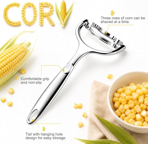 2PCS Upgraded Corn Peeler 304 Stainless Steel Corn Kernel Remover, Ergonomic Corn Planer Thresher, Durable & Efficient Corn Kernel Remover for Kitchen Gadge