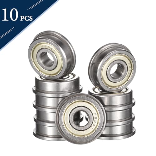 F694ZZ Flanged Ball Bearing, ID 4mm x OD 11mm x Width 4mm Miniature Bearings, Double Metal Shielded Deep Groove Bearings, Pre-Lubricated (GCr15) Chrome Steel 10pcs - size: F694ZZ 4mmx11mmx4mm
