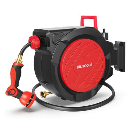 BILITOOLS Retractable Garden Water Hose Reel 5/8" x 50 ft Wall Mount - size: 5/8" x 50FT