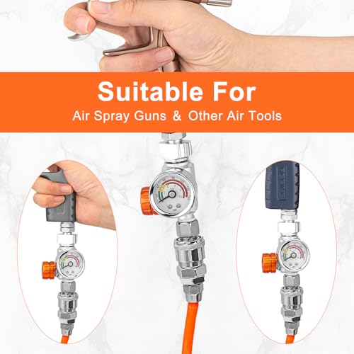 REFINE Air Pressure Regulator with Gauge 1/4" NPS for Paint Spray Guns