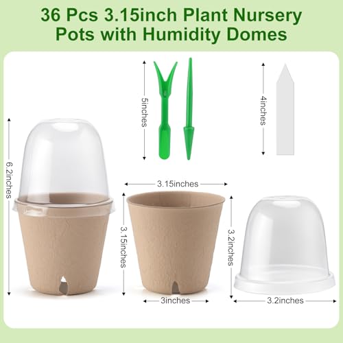 36 Set 3.15 Inch Peat Pots Plant Starters for Seedling with Humidity Dome