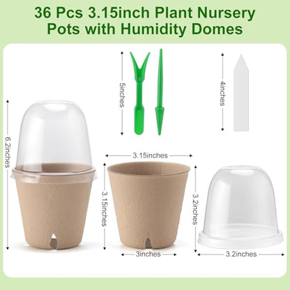 36 Set 3.15 Inch Peat Pots Plant Starters for Seedling with Humidity Dome
