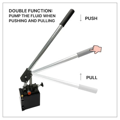 Single Acting Hydraulic Hand Pump with 3 QTs Tank - Manual Hydraulic Pump with Changeover Valve - 1.5 CID, 3600 PSI, 3/8" NPT Ports Piston Hand Pump - color: Single Acting, size: 1.5 CID 3 QTs tank