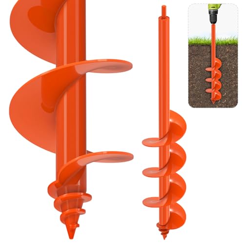 SELEWARE Auger Drill Bit for Planting 4"x24" Drill Auger for 3/8" Hex Drive - color: Orange, size: 4" x 24"