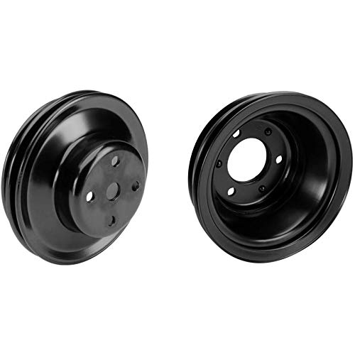 BBC VBelt Pulley Kit Long Water Pump 2 Groove Water/3 Groove Crank, Black