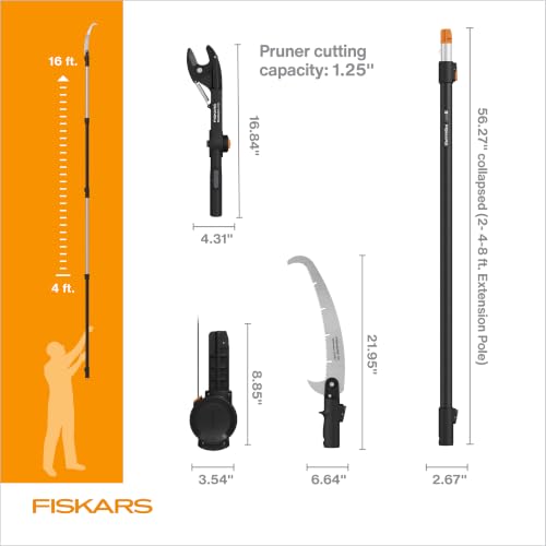 Fiskars 4-16 Ft XtendControl Extendable Pole Saw & Tree Pruner Modular Set - style: 16' Pruner Saw Kit