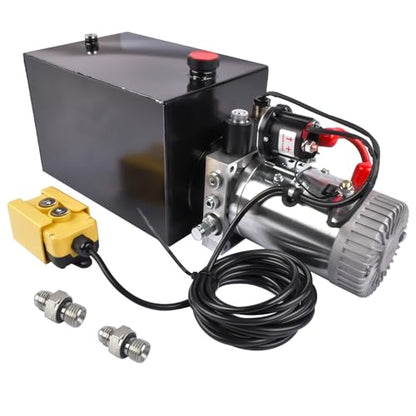 12 Quart Single Acting Hydraulic Power Unit 12V DC Hydraulic Power Unit SAE #6 Port 2880 RPM 2950 PSI with Steel Reservoir for Dump Trailers, Truck Lifts, Car Lifts Mustrod - size: 12 Quart Single Acting