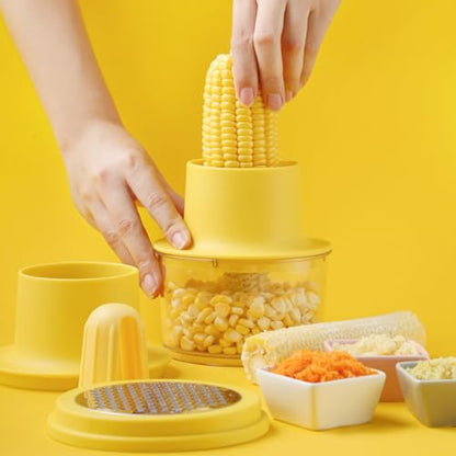 Corn Cob Stripper, Corn Peeler from Corn on the Cob, Quick Corn Kernel Cutter Tool, with Bowl & Safety Handle