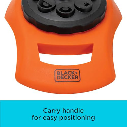 Black + Decker® 8-Pattern Turret Sprinkler – Up to 962 Sq. Ft. Coverage, Durable Build, Versatile Spray Options BD57392