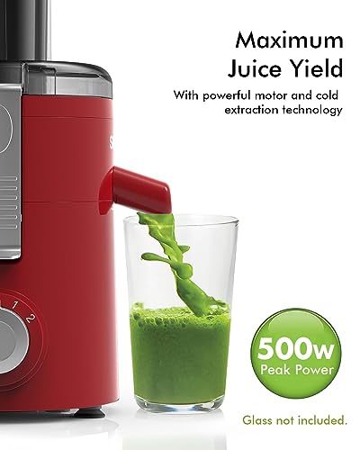SIFENE 350W Compact Centrifugal Juicer Machine, 2.5" Chute, 3-Speed, Red - color: Red